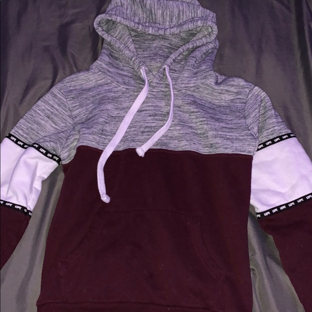 grey maroon hoodie